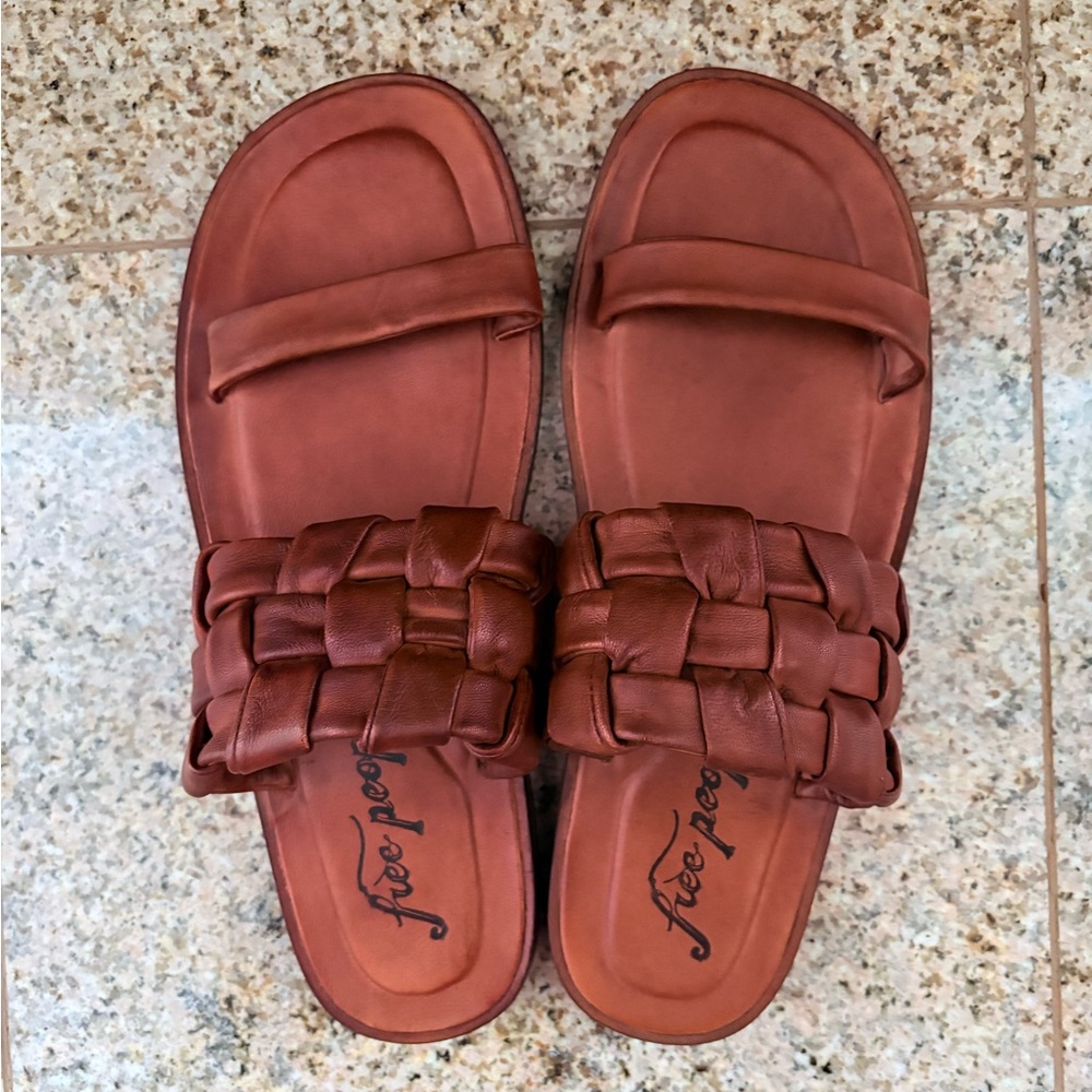 Free People Tan Woven River Sandals